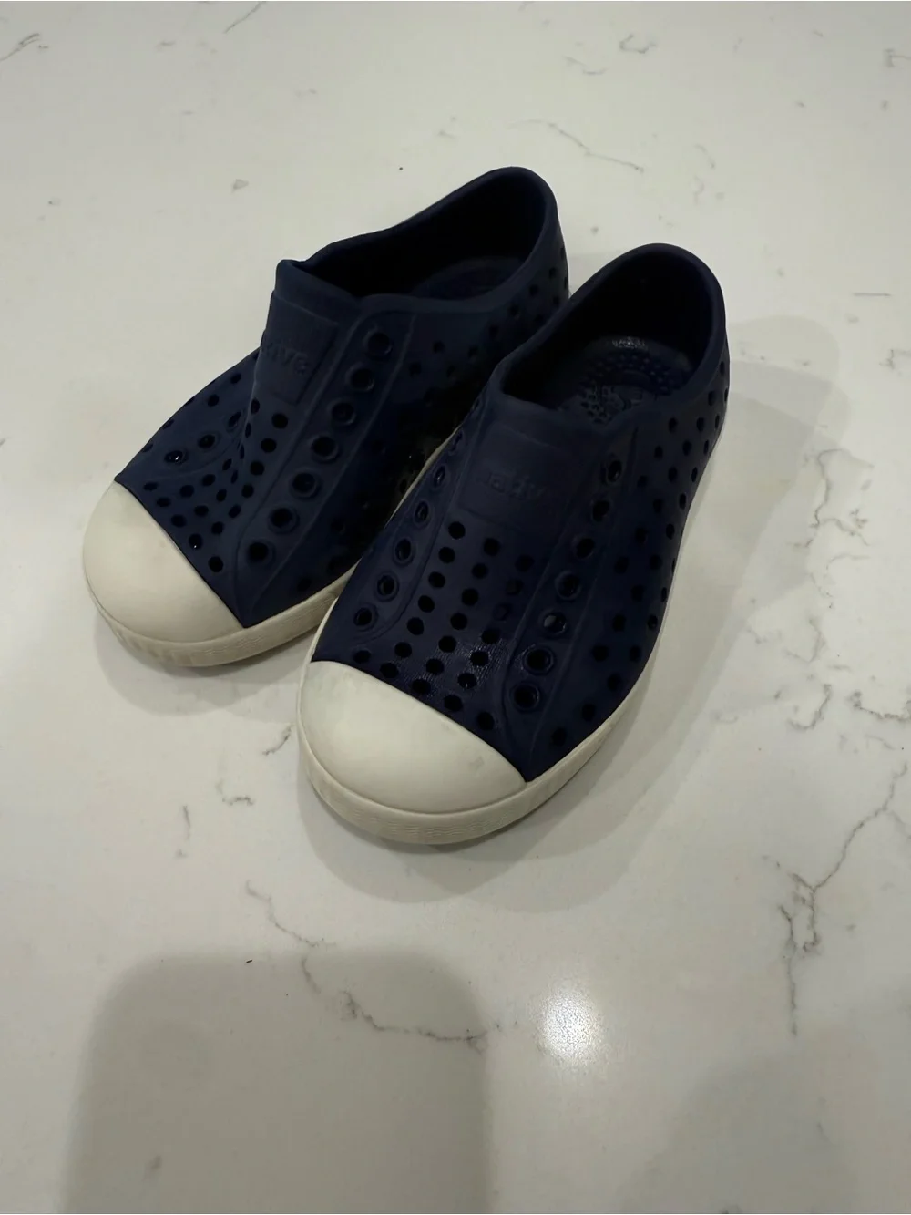 Native Kids Navy Blue Slip-On Water Shoes with White Toe Cap